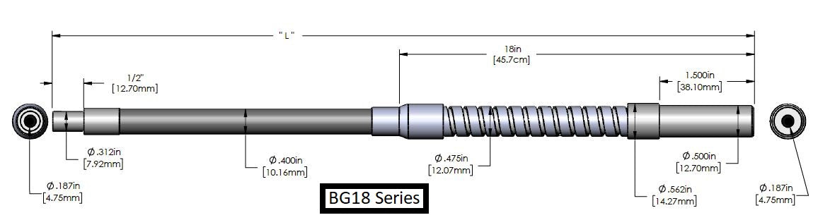 BG18 Series Single Gooseneck, Combination flexible & semi-rigid Fiber optic
